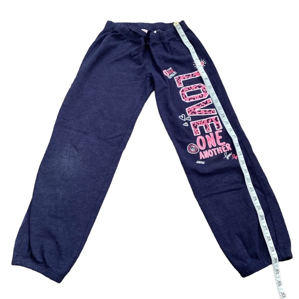 Justice navy blue Love sweatpants | girls 10 | elastic ankle play spring winter - Picture 5 of 8
